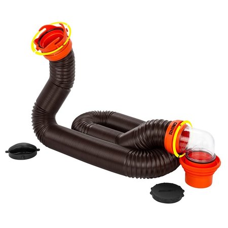CAMCO RhinoFLEX 15&#39; Sewer Hose Kit w/4 In 1 Elbow Caps 39761